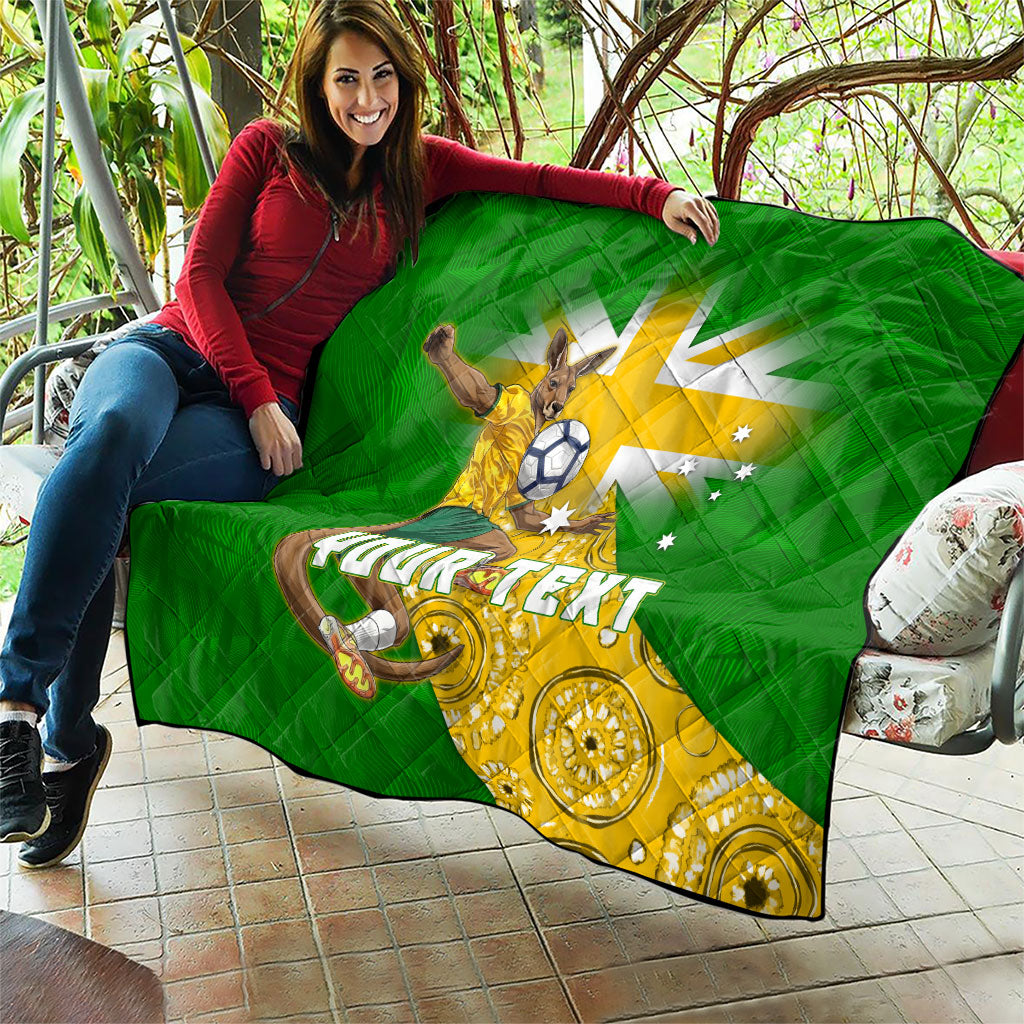 Personalized Australia Soccer Kangaroo Quilt Aussie Football Mascot Dynamic Sports Graphic