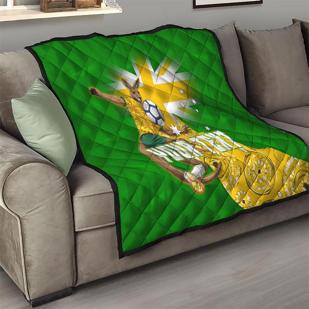 Personalized Australia Soccer Kangaroo Quilt Aussie Football Mascot Dynamic Sports Graphic