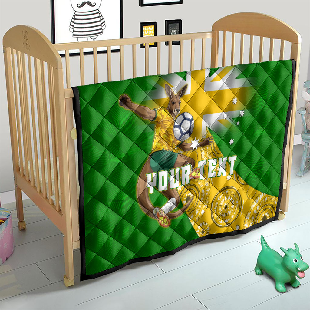 Personalized Australia Soccer Kangaroo Quilt Aussie Football Mascot Dynamic Sports Graphic