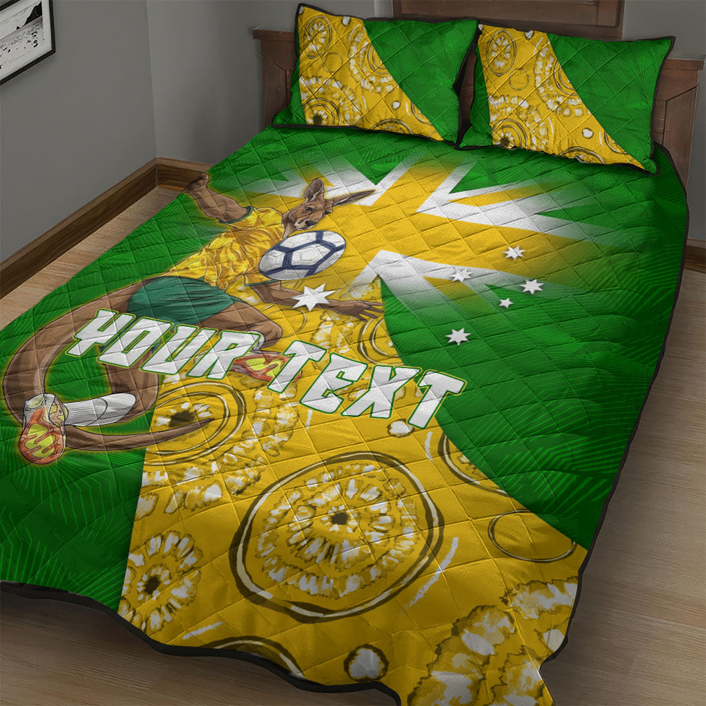 Personalized Australia Soccer Kangaroo Quilt Bed Set Aussie Football Mascot Dynamic Sports Graphic