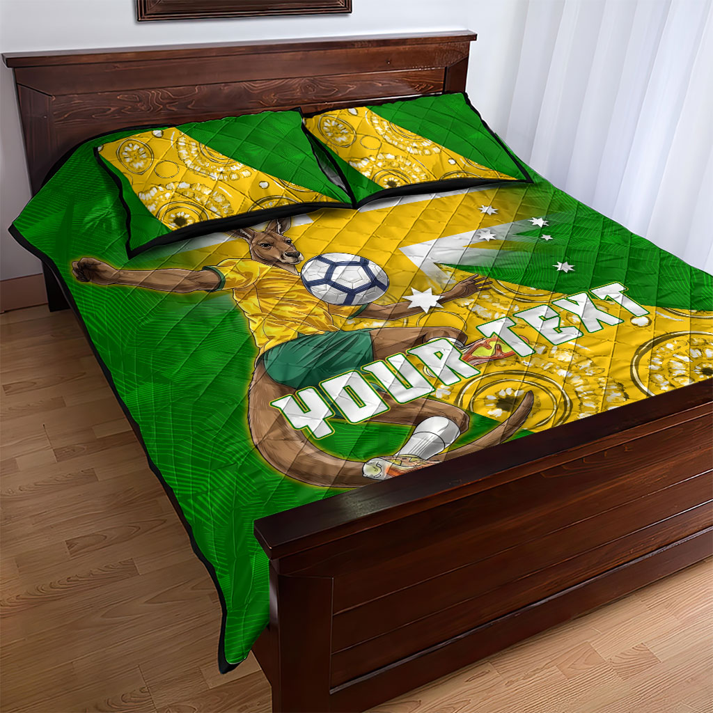 Personalized Australia Soccer Kangaroo Quilt Bed Set Aussie Football Mascot Dynamic Sports Graphic