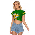 Personalized Australia Soccer Kangaroo Raglan Cropped T Shirt Aussie Football Mascot Dynamic Sports Graphic