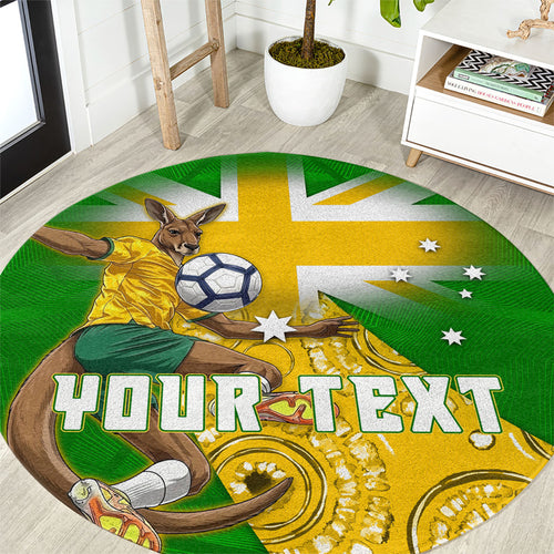 Personalized Australia Soccer Kangaroo Round Carpet Aussie Football Mascot Dynamic Sports Graphic