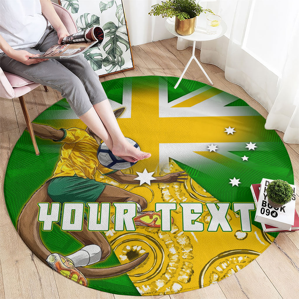 Personalized Australia Soccer Kangaroo Round Carpet Aussie Football Mascot Dynamic Sports Graphic