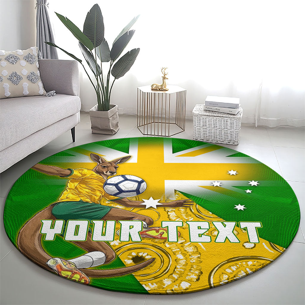 Personalized Australia Soccer Kangaroo Round Carpet Aussie Football Mascot Dynamic Sports Graphic