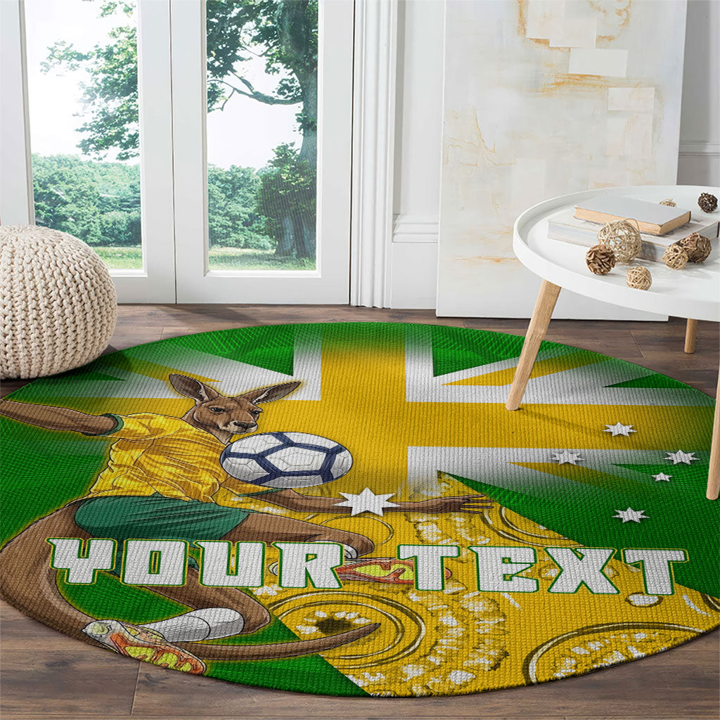 Personalized Australia Soccer Kangaroo Round Carpet Aussie Football Mascot Dynamic Sports Graphic