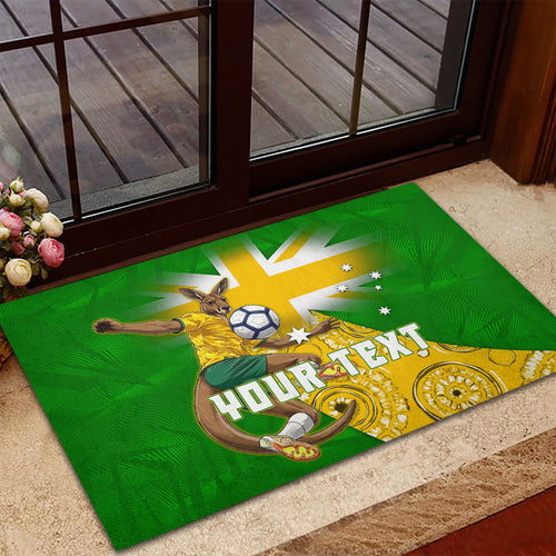 Personalized Australia Soccer Kangaroo Rubber Doormat Aussie Football Mascot Dynamic Sports Graphic