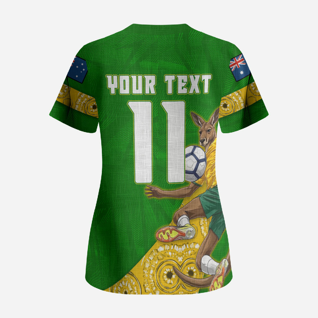 Personalized Australia Soccer Kangaroo Scrub Top Aussie Football Mascot Dynamic Sports Graphic