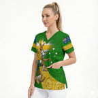 Personalized Australia Soccer Kangaroo Scrub Top Aussie Football Mascot Dynamic Sports Graphic