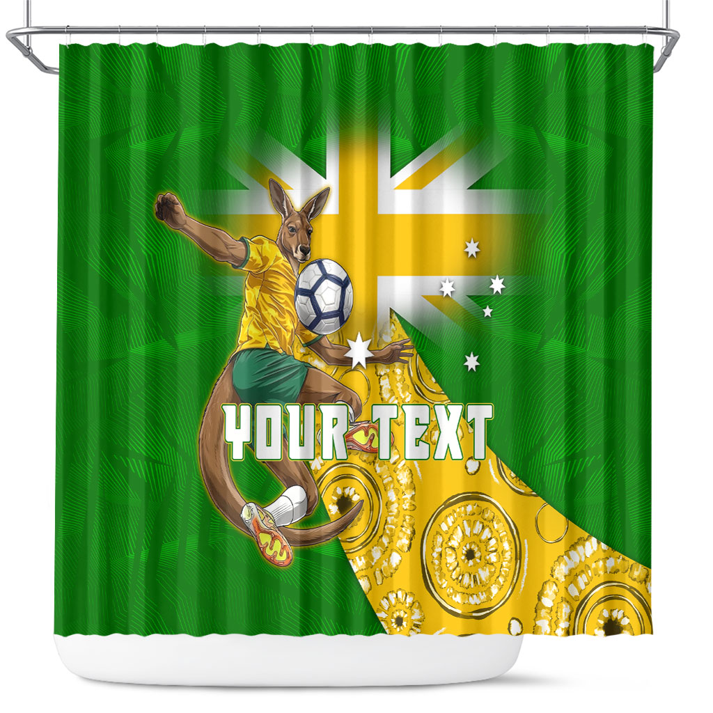 Personalized Australia Soccer Kangaroo Shower Curtain Aussie Football Mascot Dynamic Sports Graphic