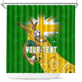 Personalized Australia Soccer Kangaroo Shower Curtain Aussie Football Mascot Dynamic Sports Graphic