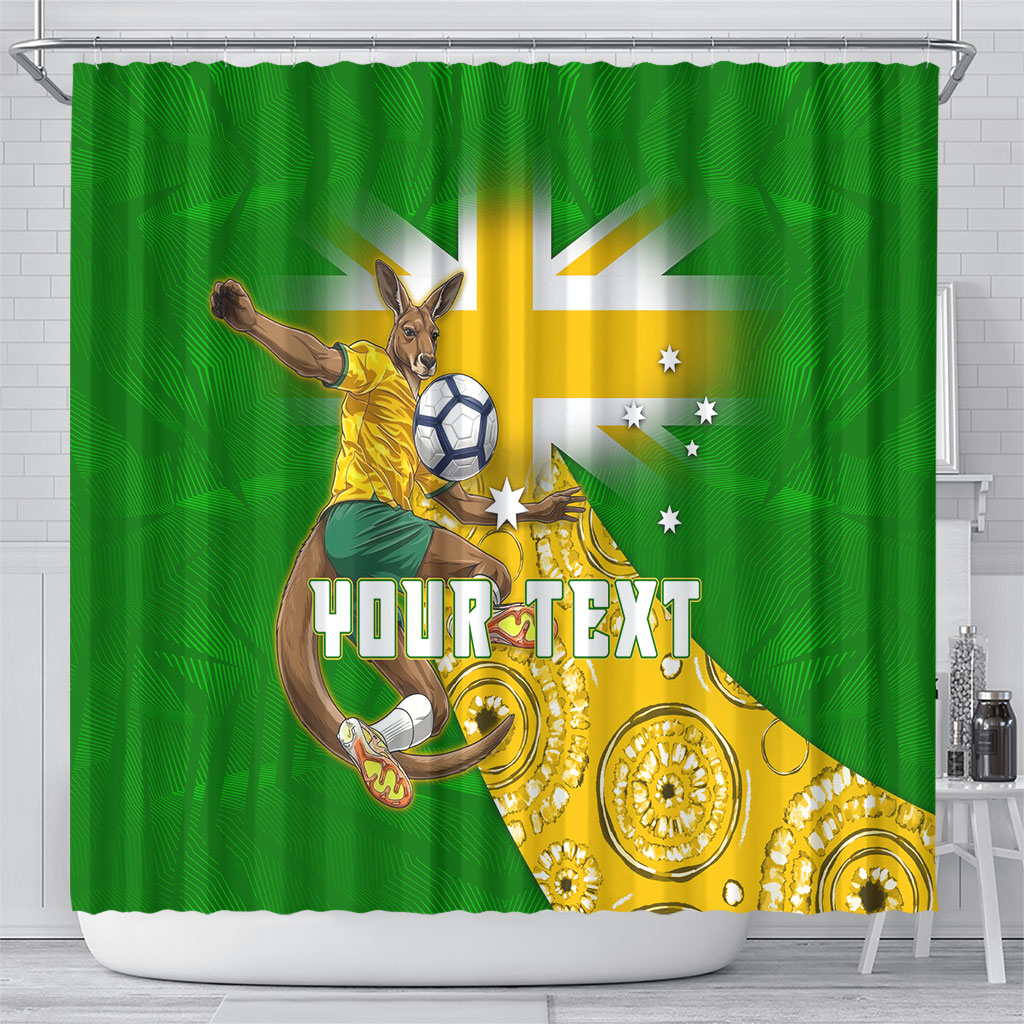 Personalized Australia Soccer Kangaroo Shower Curtain Aussie Football Mascot Dynamic Sports Graphic