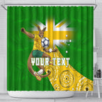 Personalized Australia Soccer Kangaroo Shower Curtain Aussie Football Mascot Dynamic Sports Graphic