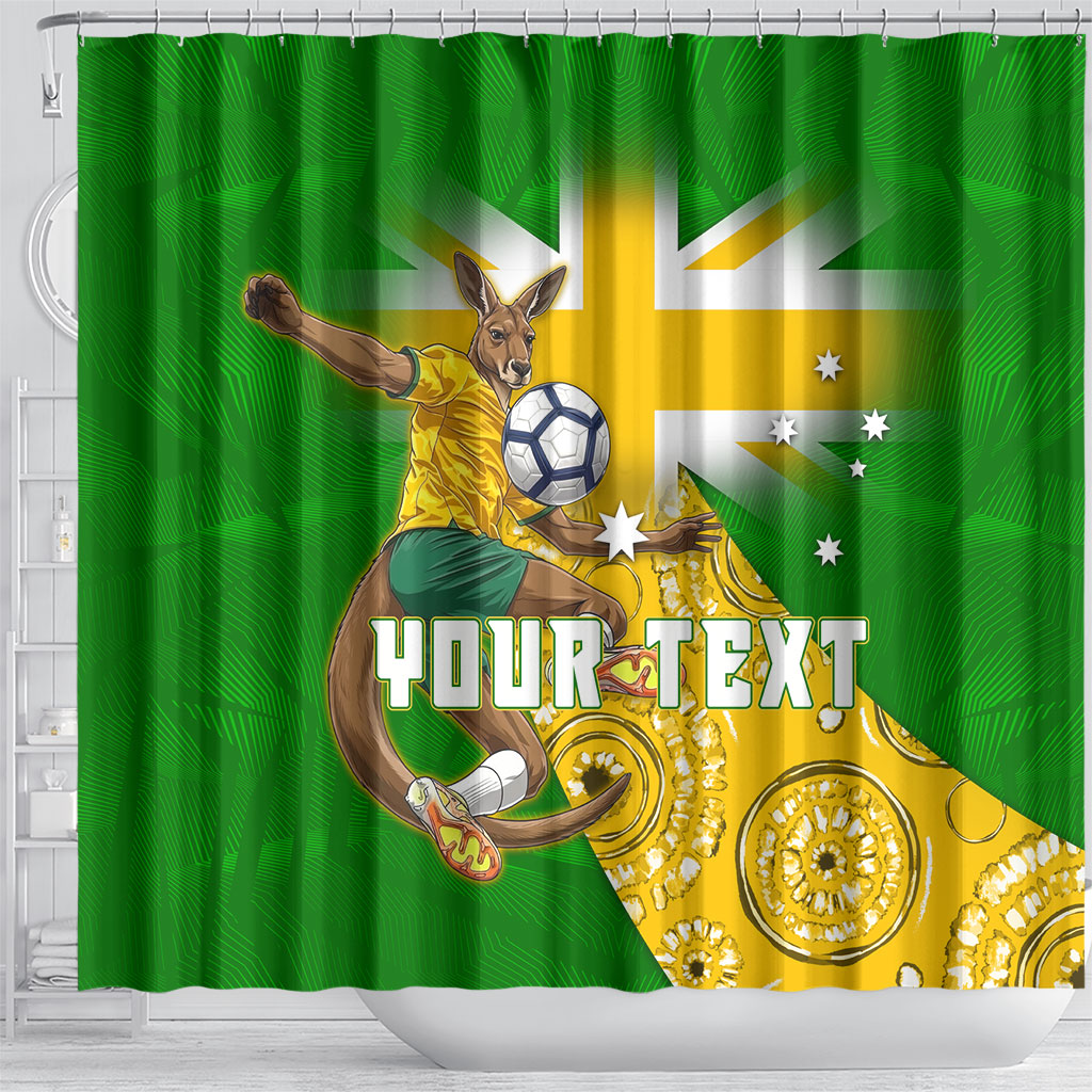 Personalized Australia Soccer Kangaroo Shower Curtain Aussie Football Mascot Dynamic Sports Graphic