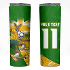 Personalized Australia Soccer Kangaroo Skinny Tumbler Aussie Football Mascot Dynamic Sports Graphic