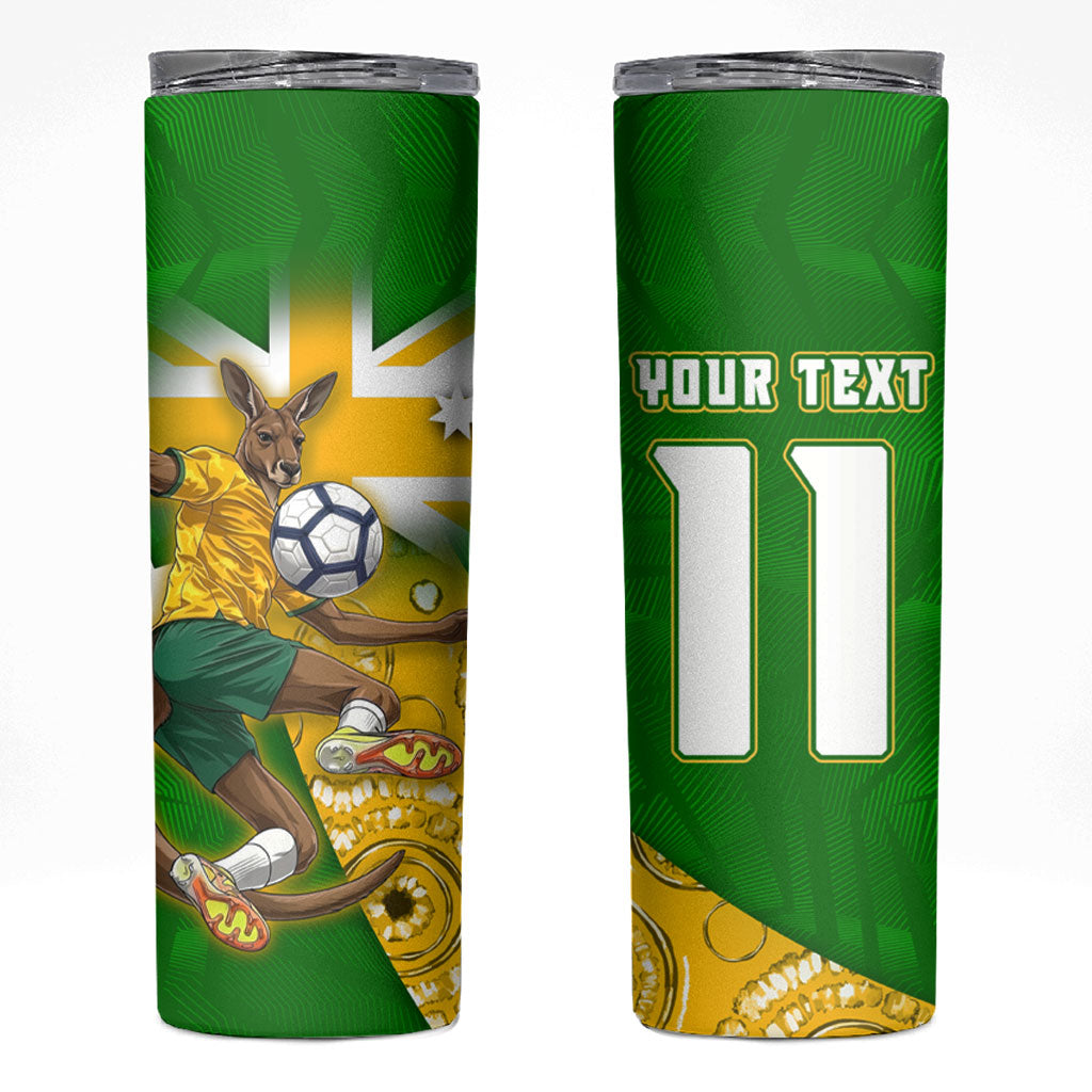 Personalized Australia Soccer Kangaroo Skinny Tumbler Aussie Football Mascot Dynamic Sports Graphic