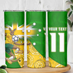 Personalized Australia Soccer Kangaroo Skinny Tumbler Aussie Football Mascot Dynamic Sports Graphic