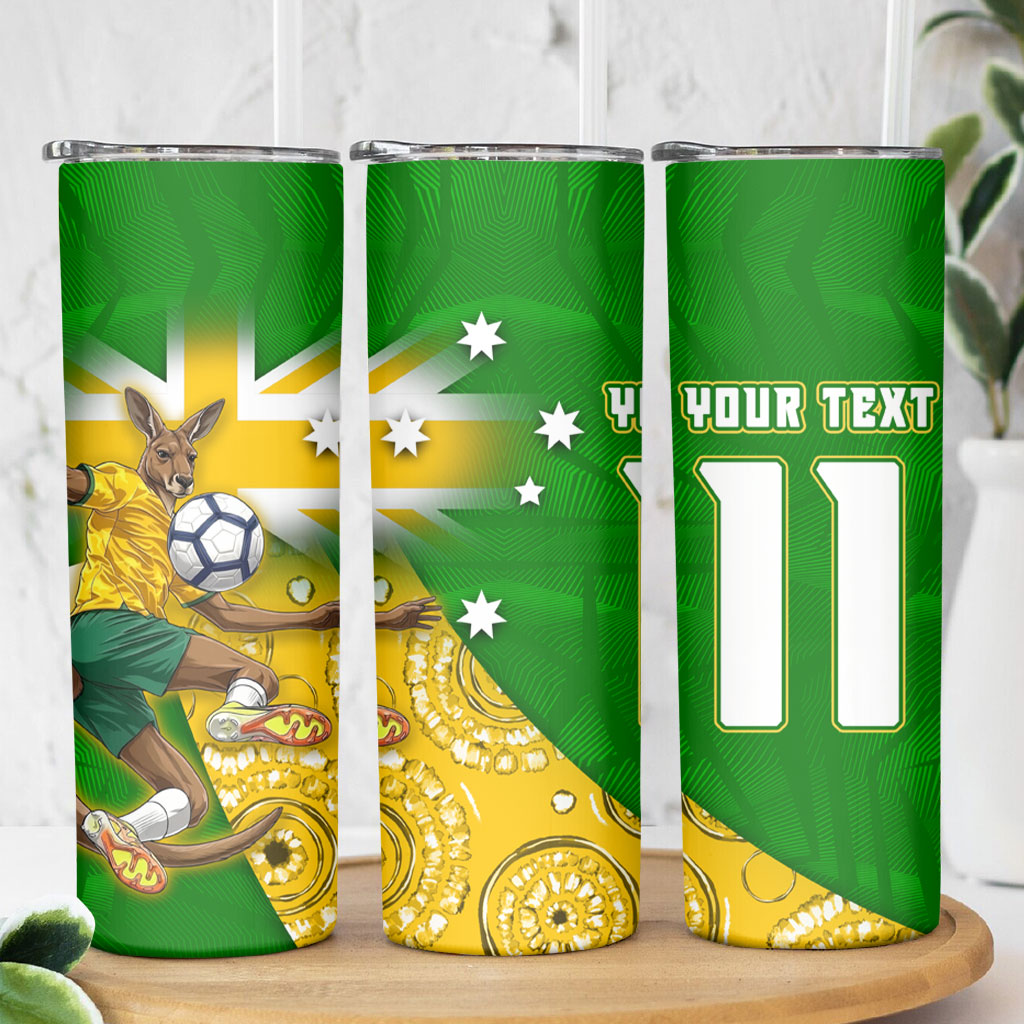 Personalized Australia Soccer Kangaroo Skinny Tumbler Aussie Football Mascot Dynamic Sports Graphic