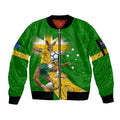 Personalized Australia Soccer Kangaroo Sleeve Zip Bomber Jacket Aussie Football Mascot Dynamic Sports Graphic