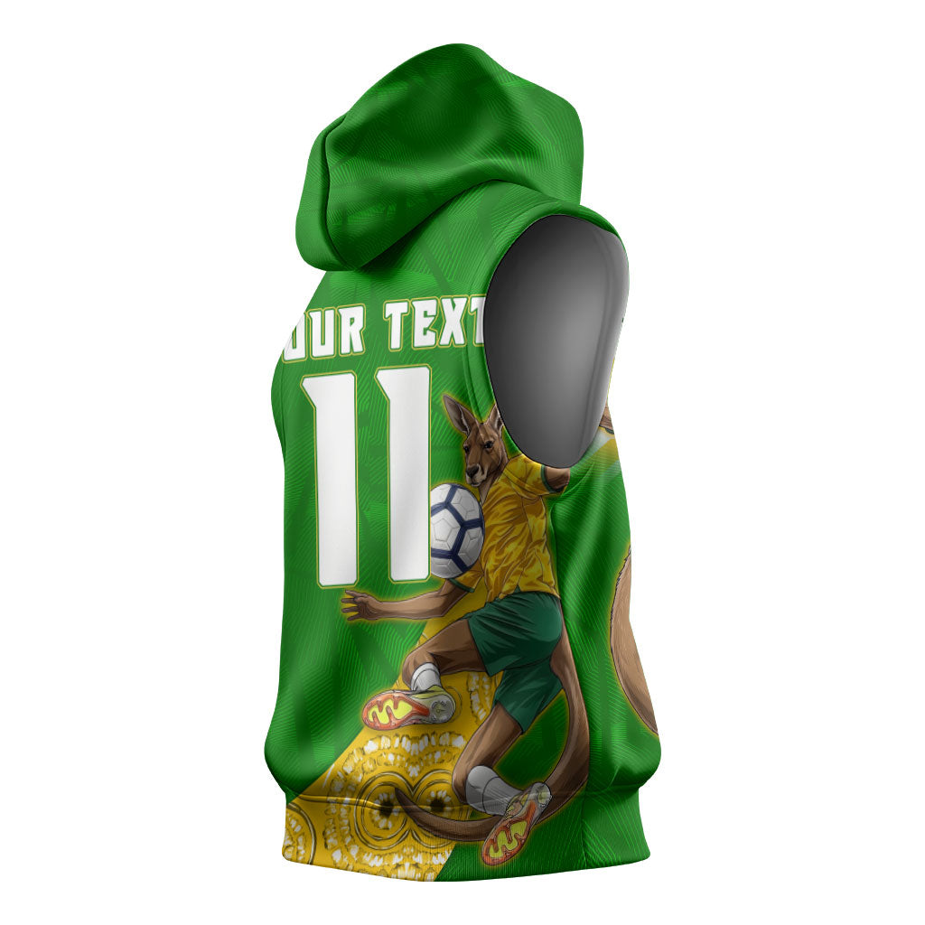 Personalized Australia Soccer Kangaroo Sleeveless Hoodie Aussie Football Mascot Dynamic Sports Graphic