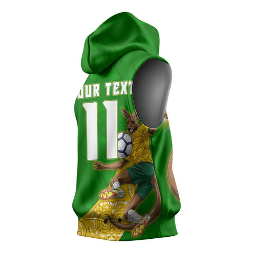 Personalized Australia Soccer Kangaroo Sleeveless Hoodie Aussie Football Mascot Dynamic Sports Graphic