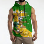 Personalized Australia Soccer Kangaroo Sleeveless Hoodie Aussie Football Mascot Dynamic Sports Graphic