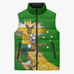 Personalized Australia Soccer Kangaroo Sleeveless Puffer Jacket Aussie Football Mascot Dynamic Sports Graphic