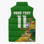 Personalized Australia Soccer Kangaroo Sleeveless Puffer Jacket Aussie Football Mascot Dynamic Sports Graphic