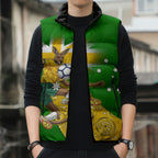 Personalized Australia Soccer Kangaroo Sleeveless Puffer Jacket Aussie Football Mascot Dynamic Sports Graphic