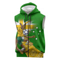 Personalized Australia Soccer Kangaroo Sleeveless Zip Hoodie Aussie Football Mascot Dynamic Sports Graphic