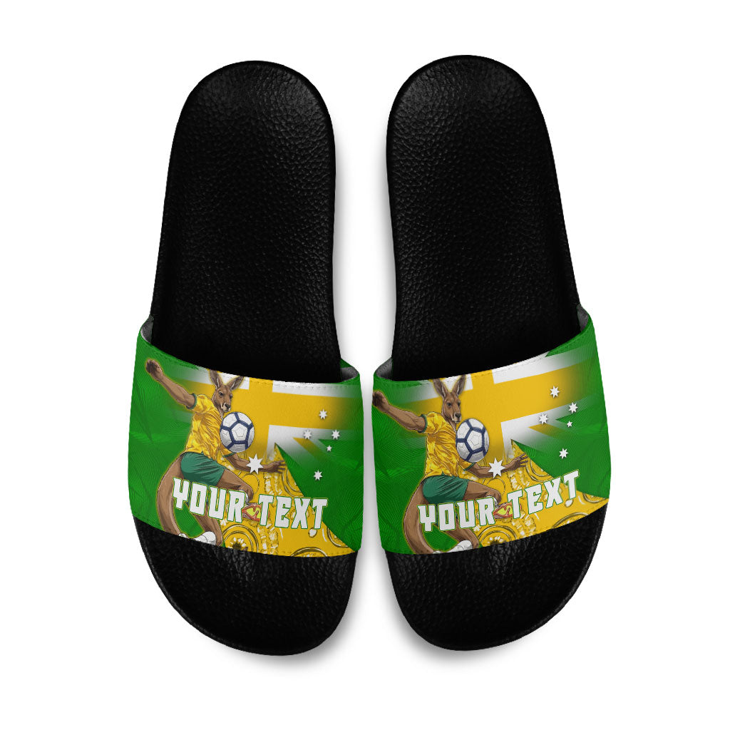 Personalized Australia Soccer Kangaroo Slide Sandals Aussie Football Mascot Dynamic Sports Graphic