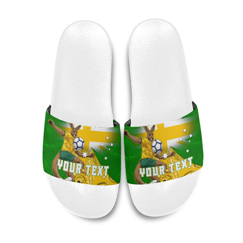Personalized Australia Soccer Kangaroo Slide Sandals Aussie Football Mascot Dynamic Sports Graphic