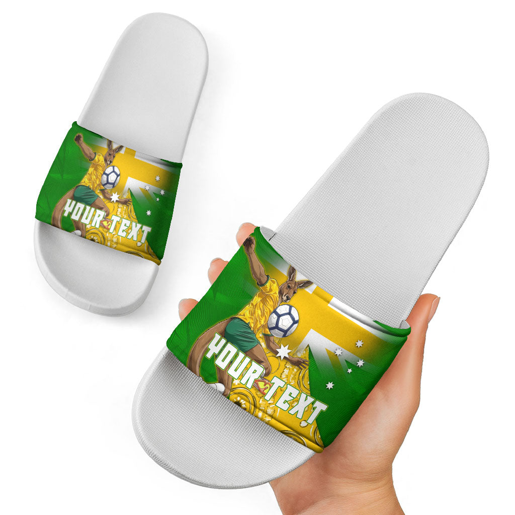 Personalized Australia Soccer Kangaroo Slide Sandals Aussie Football Mascot Dynamic Sports Graphic