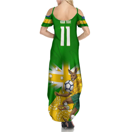 Personalized Australia Soccer Kangaroo Summer Maxi Dress Aussie Football Mascot Dynamic Sports Graphic