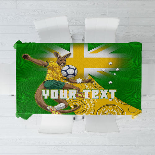Personalized Australia Soccer Kangaroo Tablecloth Aussie Football Mascot Dynamic Sports Graphic