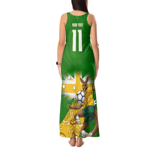 Personalized Australia Soccer Kangaroo Tank Maxi Dress Aussie Football Mascot Dynamic Sports Graphic