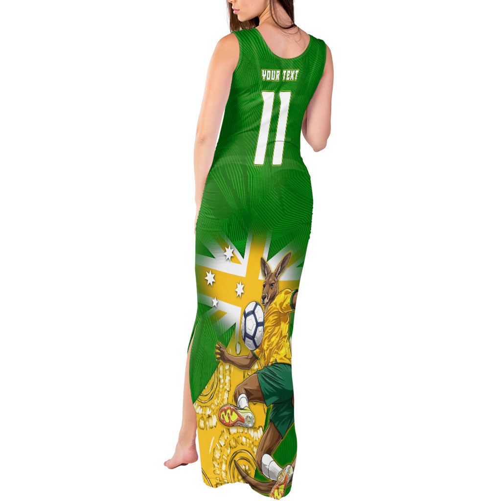 Personalized Australia Soccer Kangaroo Tank Maxi Dress Aussie Football Mascot Dynamic Sports Graphic