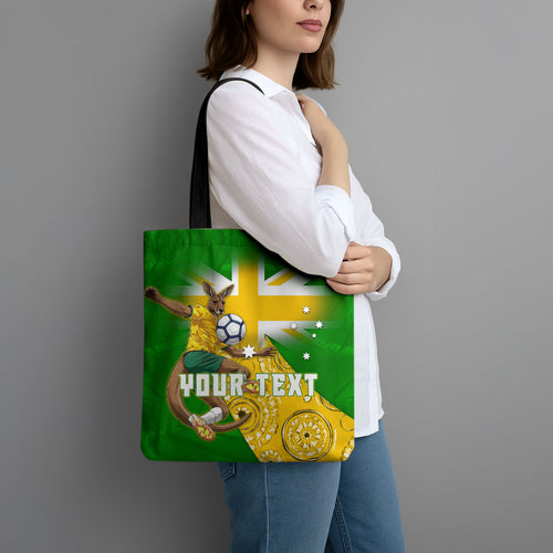 Personalized Australia Soccer Kangaroo Tote Bag Aussie Football Mascot Dynamic Sports Graphic