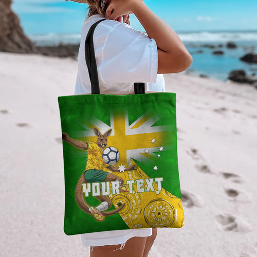 Personalized Australia Soccer Kangaroo Tote Bag Aussie Football Mascot Dynamic Sports Graphic