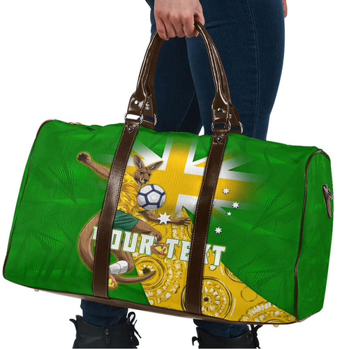 Personalized Australia Soccer Kangaroo Travel Bag Aussie Football Mascot Dynamic Sports Graphic