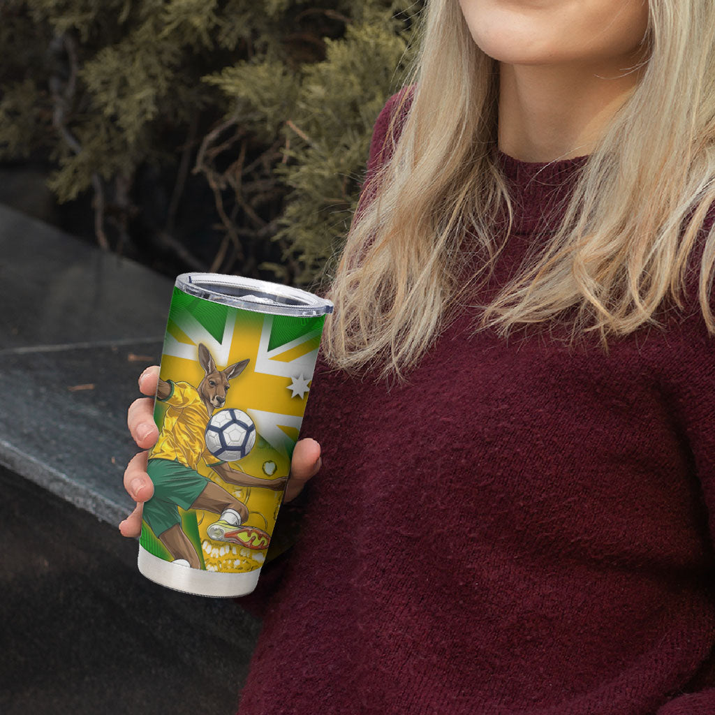 Personalized Australia Soccer Kangaroo Tumbler Cup Aussie Football Mascot Dynamic Sports Graphic