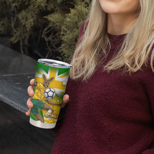 Personalized Australia Soccer Kangaroo Tumbler Cup Aussie Football Mascot Dynamic Sports Graphic