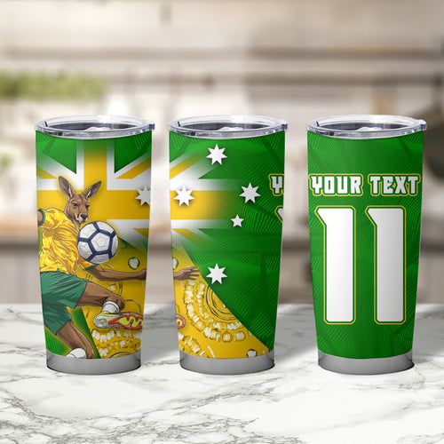 Personalized Australia Soccer Kangaroo Tumbler Cup Aussie Football Mascot Dynamic Sports Graphic