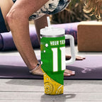 Personalized Australia Soccer Kangaroo Tumbler With Handle Aussie Football Mascot Dynamic Sports Graphic