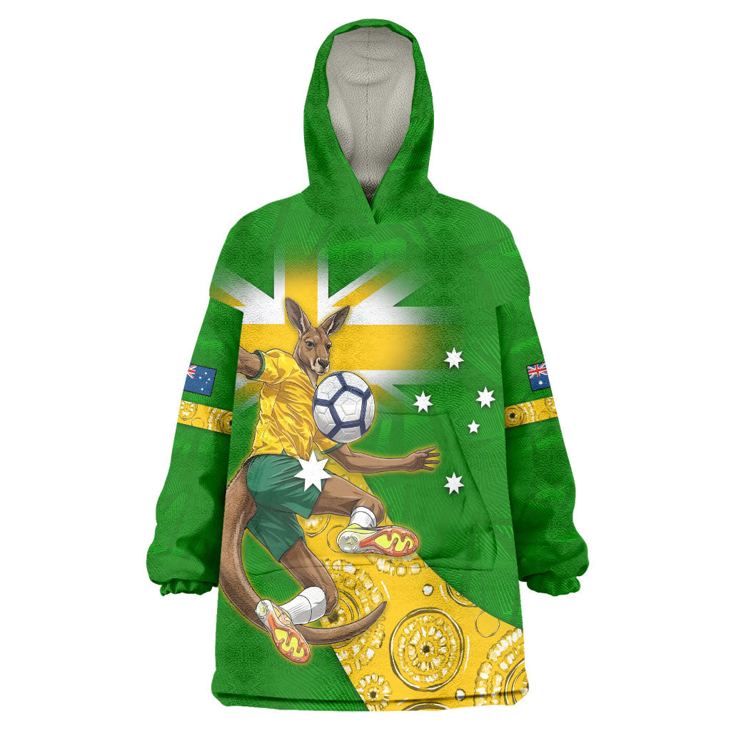 Personalized Australia Soccer Kangaroo Wearable Blanket Hoodie Aussie Football Mascot Dynamic Sports Graphic