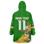 Personalized Australia Soccer Kangaroo Wearable Blanket Hoodie Aussie Football Mascot Dynamic Sports Graphic