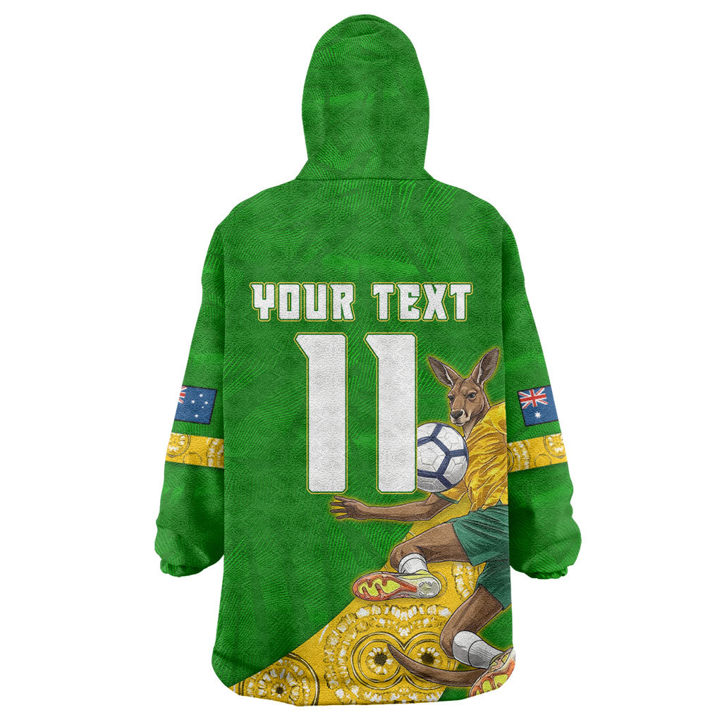 Personalized Australia Soccer Kangaroo Wearable Blanket Hoodie Aussie Football Mascot Dynamic Sports Graphic