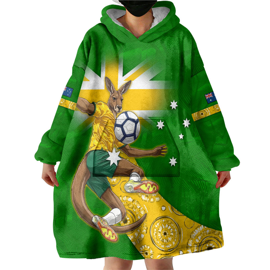 Personalized Australia Soccer Kangaroo Wearable Blanket Hoodie Aussie Football Mascot Dynamic Sports Graphic