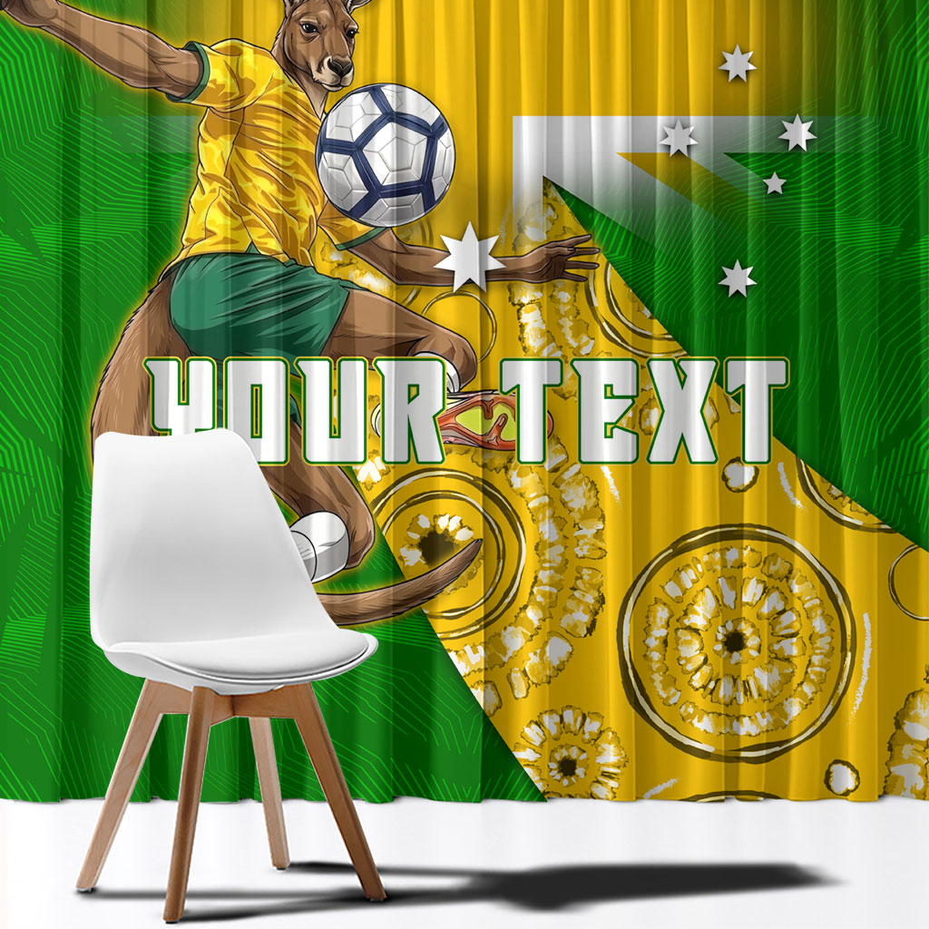 Personalized Australia Soccer Kangaroo Window Curtain Aussie Football Mascot Dynamic Sports Graphic