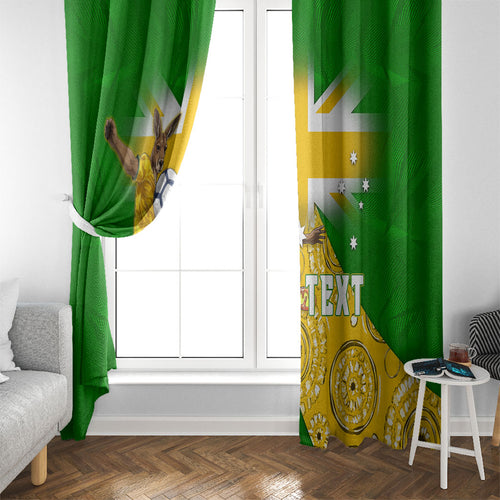 Personalized Australia Soccer Kangaroo Window Curtain Aussie Football Mascot Dynamic Sports Graphic